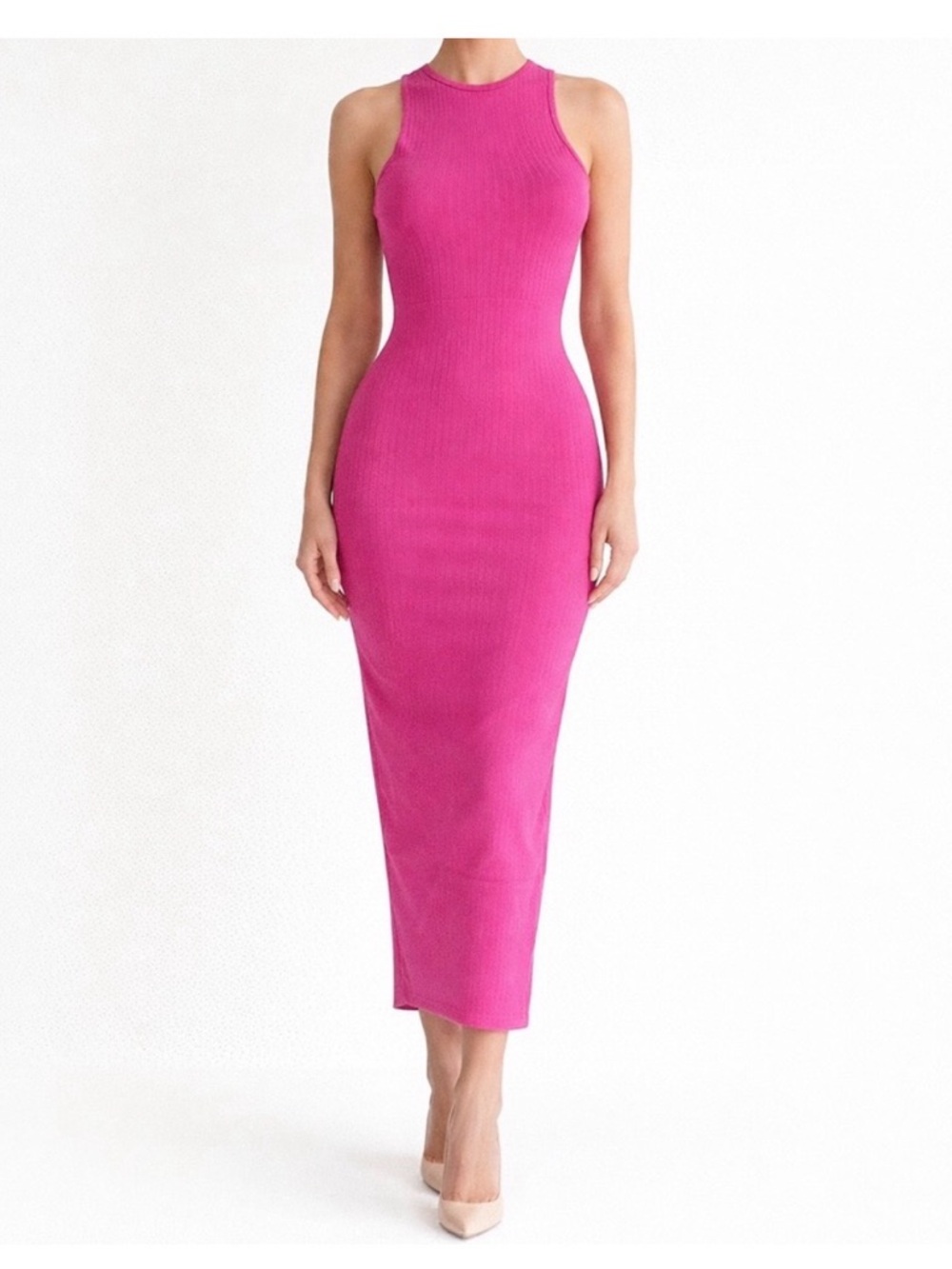 Michael Kors Hot Pink Bodycon Midi Dress XS Elegant Slim Fit